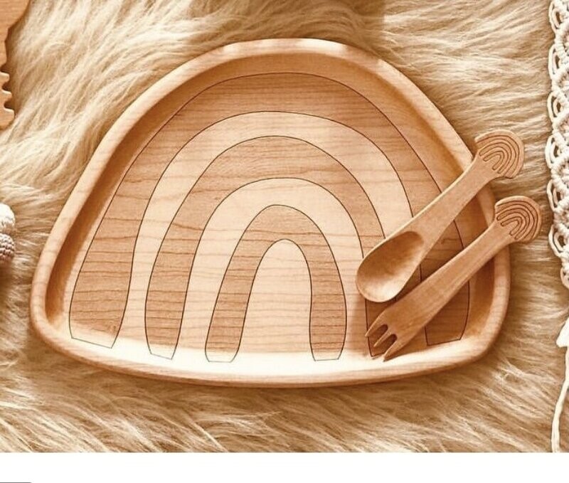 Holz Regenbogen-Teller-Set