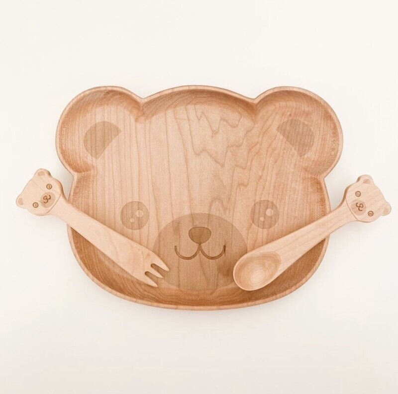 Holz Bärchen-Teller-Set