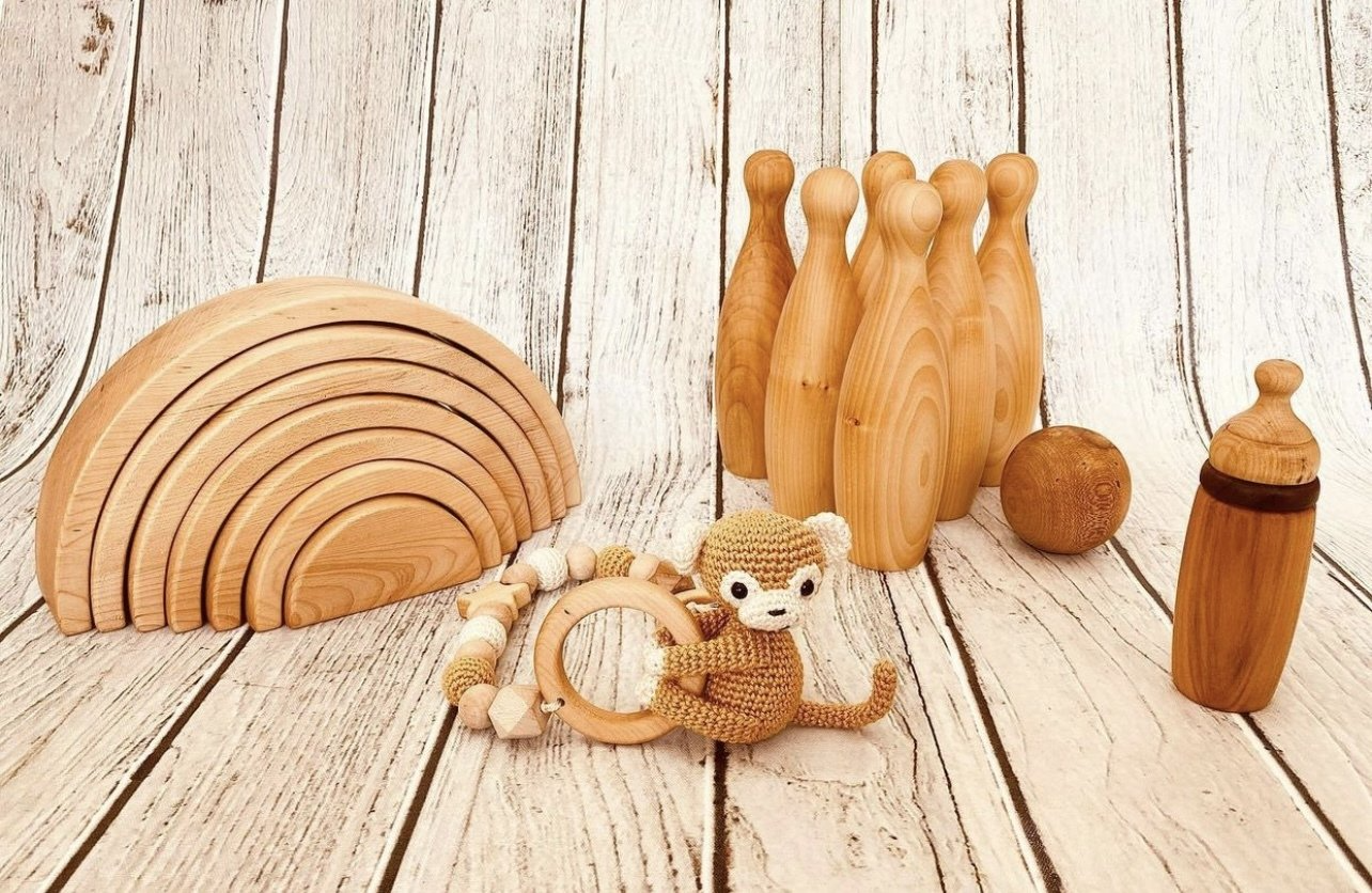 Holz Bowling-Set behandelt