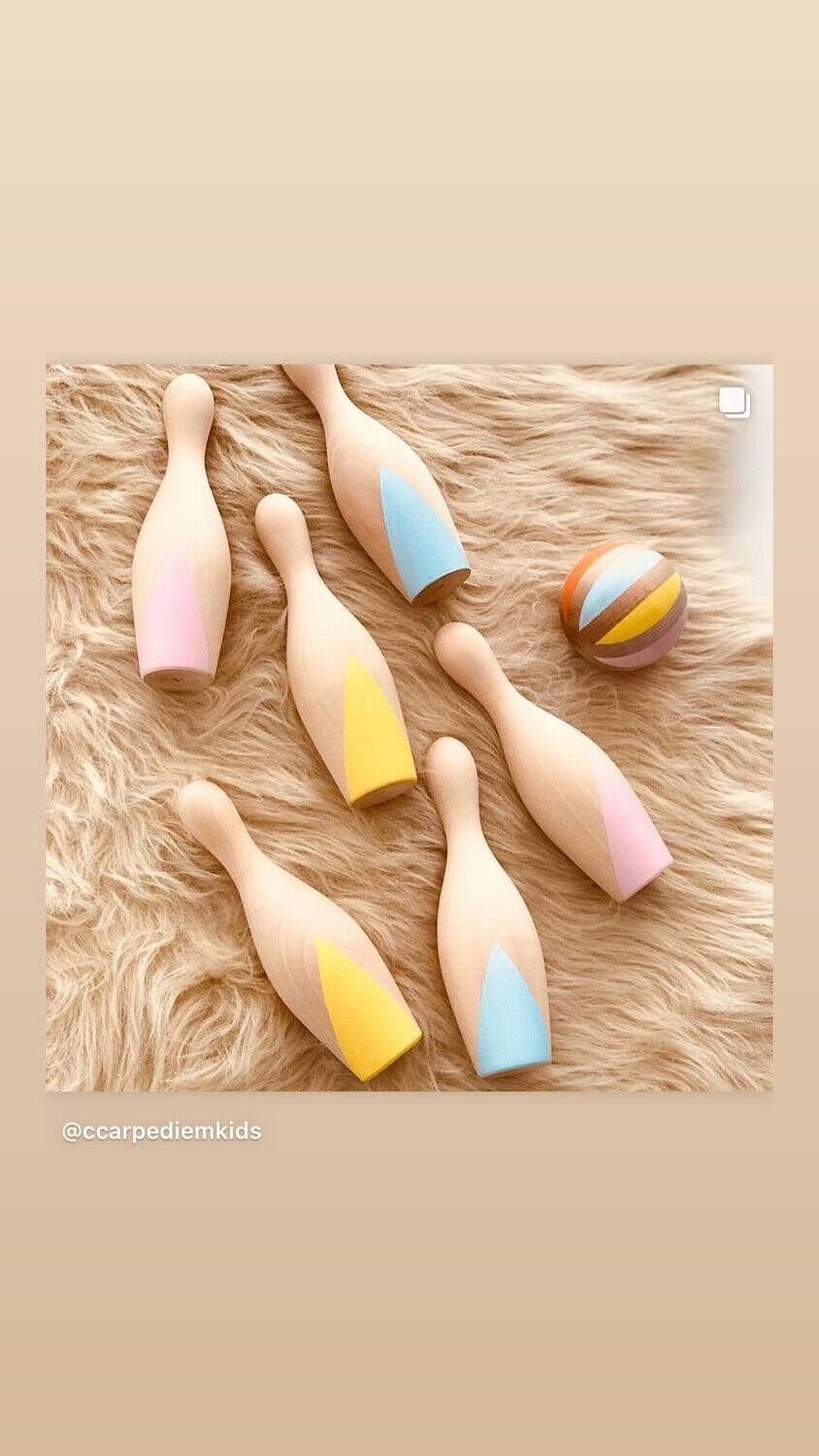Holz Bowling-Set in Pastelltönen