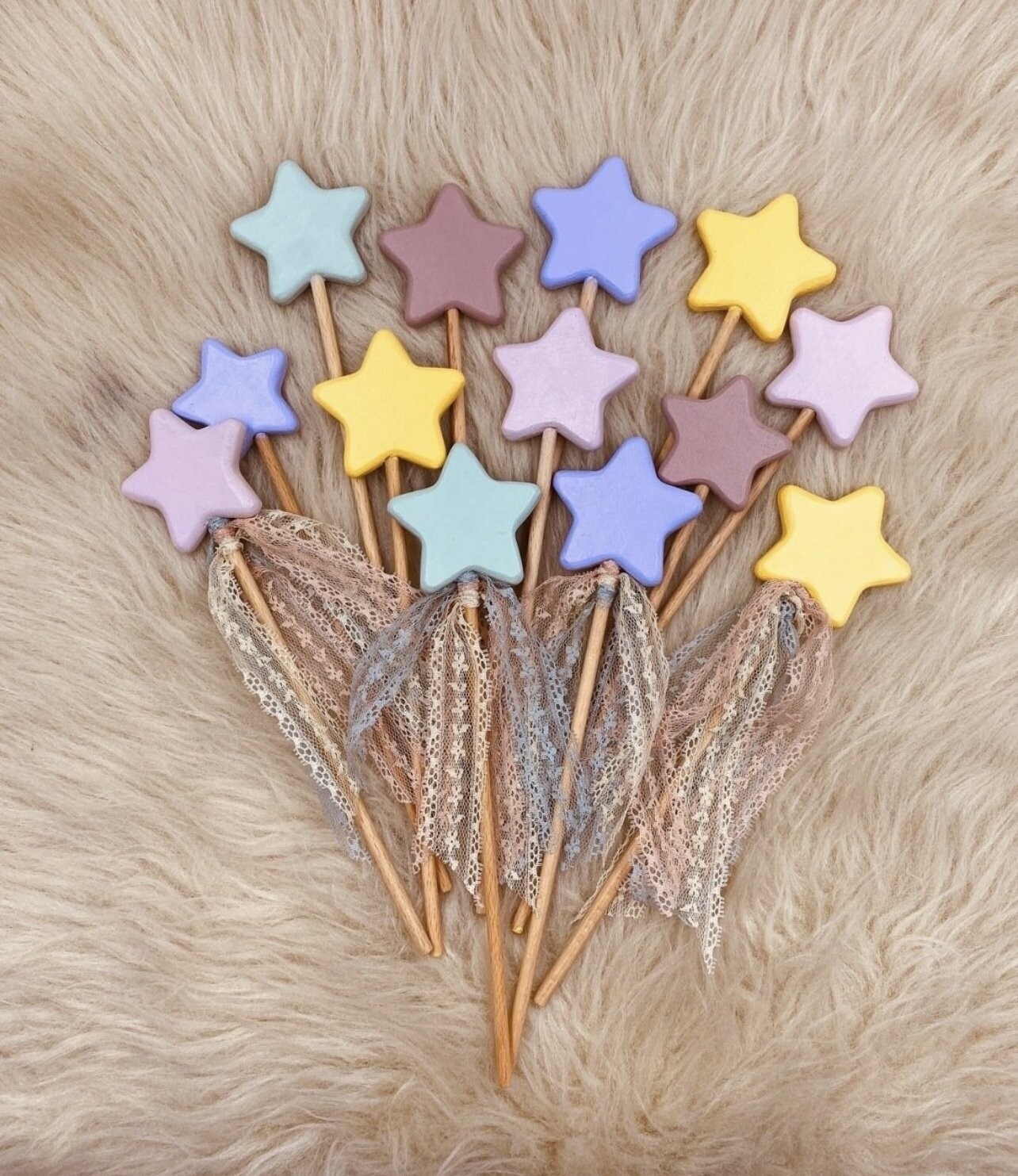 Holz-Sternstab "Pastell"