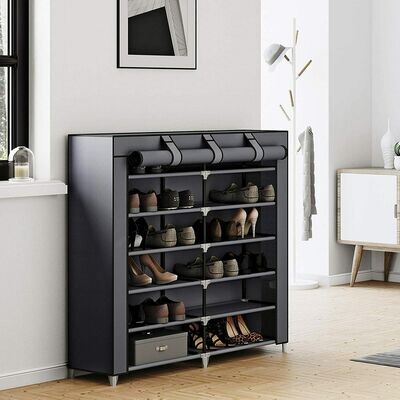 6 TIER DUSTPROOF SHOES CABINET STORAGE ORGANISER SHOE RACK STAND HOLDS 36 PAIRS