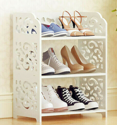 Wooden White 3 Tiers Shoe Rack Storage Shelf Display Stand Organiser Unit UK