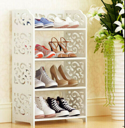 Wooden White 4 Tiers Shoe Rack Storage Shelf Display Stand Organiser Unit UK