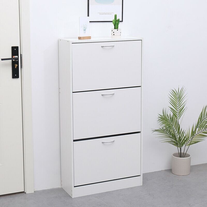 Shoe Cabinet Storage Organiser Rack Stand 3 Drawer Wooden Unit Cupboard White Black