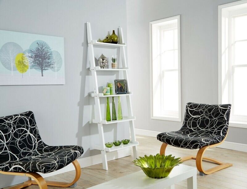 White 5 Tier Unit Ladder Wall Shelf Display Bookcase Stand Bedroom Home Storage