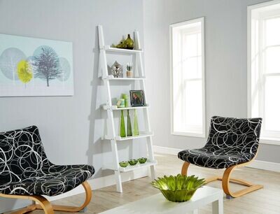White 5 Tier Unit Ladder Wall Shelf Display Bookcase Stand Bedroom Home Storage