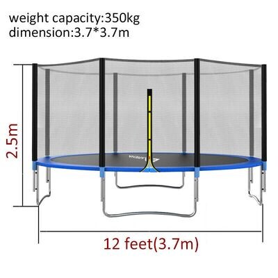 12FT Trampoline Safe Net Spring Cover Rain Cover Ladder Shoe Bag