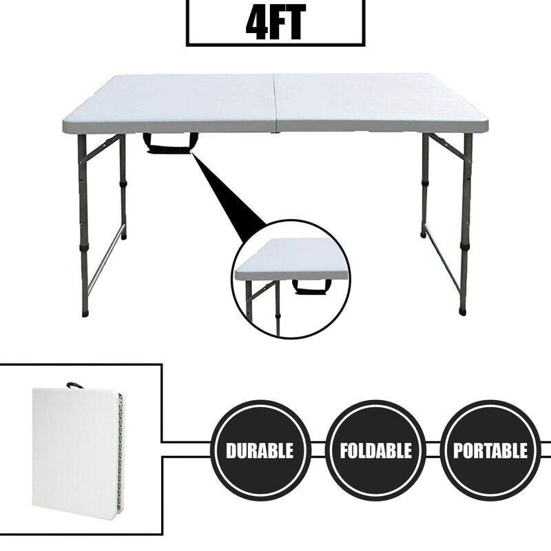 4ft Catering Camping Heavy Duty Folding Trestle Table Picnic BBQ Party
