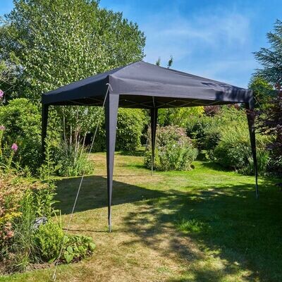 Pop Up Gazebo Black 3m x 3m Outdoor Garden Marquee Tent Easy Up With Carry Bag