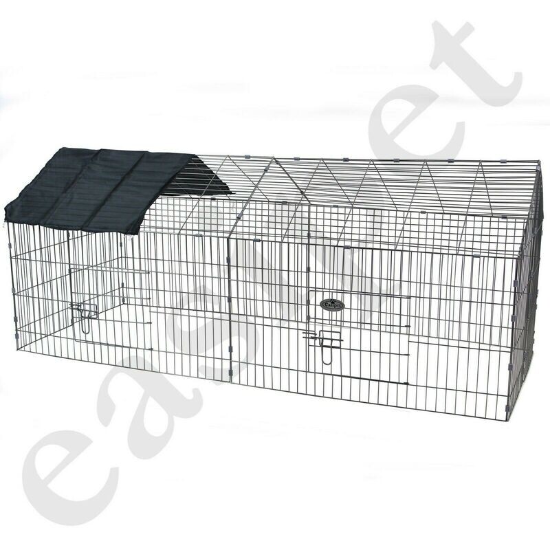 Metal Run Rabbit Guinea Pig Chicken Duck Ferret Dog Cat Pet Enclosure Roof Hutch