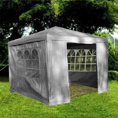 3x3m Gazebo With Sides Grey Garden Marquee PE Awning Beach Party Camping Tent Canopy