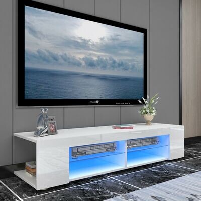 TV Cabinet with LED Lights White/Black 135x39x30 cm