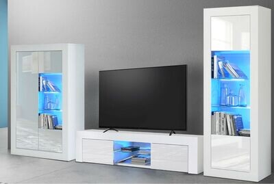 Living Room Set LED TV Unit Display Cabinet Cupboard Matt Body &amp; Gloss Doors