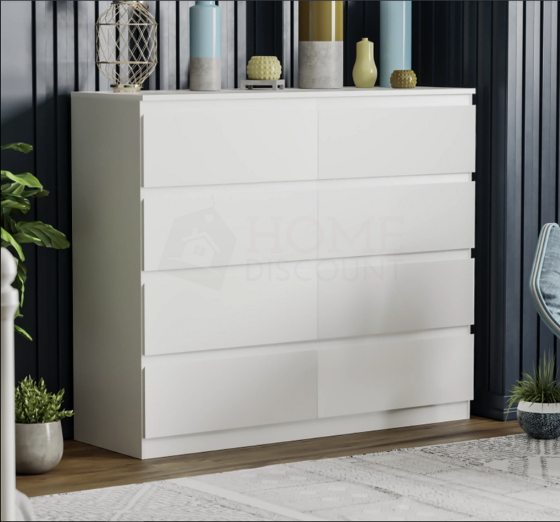 Modern 8 Drawer Chest of Drawers Wide Bedside Cabinet Wardrobe Bedroom Storage