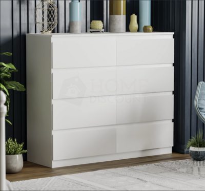 Modern 8 Drawer Chest of Drawers Wide Bedside Cabinet Wardrobe Bedroom Storage
