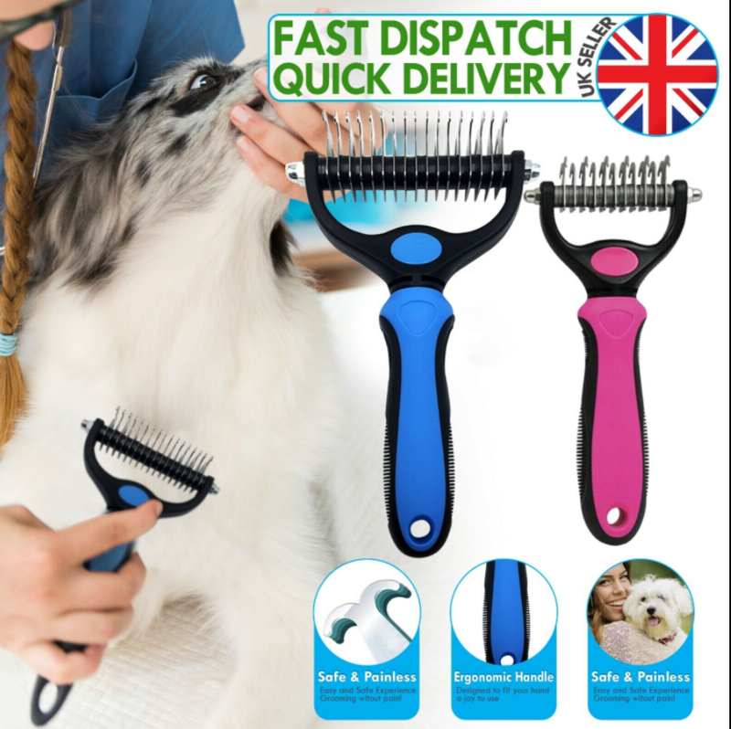 Dog Pet DEMAT Tool Cat Comb Brush Grooming Kit Undercoat Rake Demat Hair Tool UK