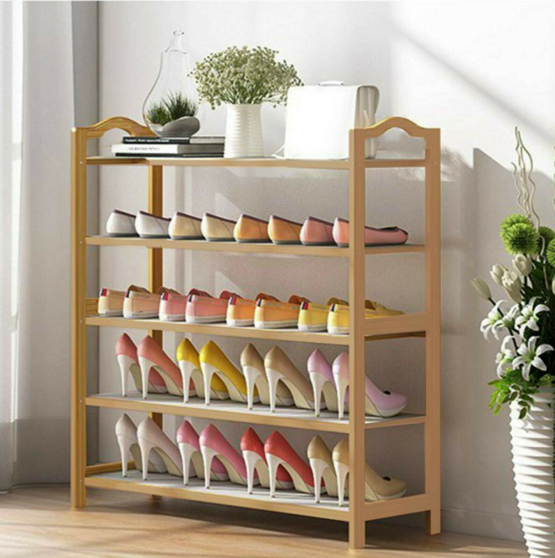 BAMBOO SHOE FOOTWEAR RACK ORGANISER WOODEN STORAGE SHELVES STAND SHELF UNIT 8 DIFFERENT SIZE