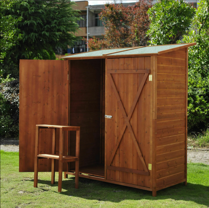 Garden Shed Cabinet Box Unit Tool Storage Shelves Wooden Toolbox
