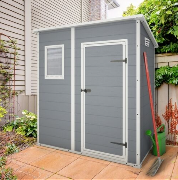 Grey Manor Pent Plastic Garden Shed 6ft x 4ft Outdoor Storage