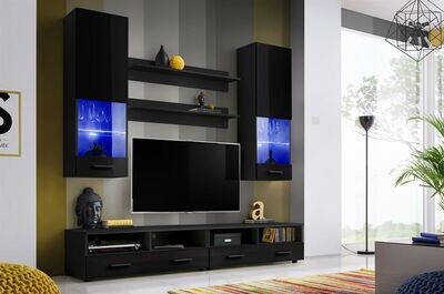 Modern Living Room Furniture Set TV Unit Shelf Cabinet Wall Cupboard Stand Hana White/Black
