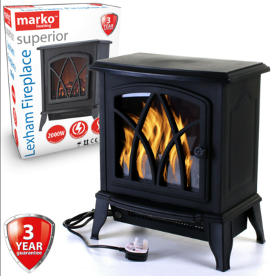 Electric Fireplace 2KW Fire Wood Flame Heater Stove Living Room Log Burner 2000W