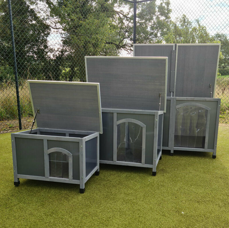 M L XL SIZES DOG KENNEL PLASTIC AND WOOD INSULATED TWIN PANEL DOG SHELTER