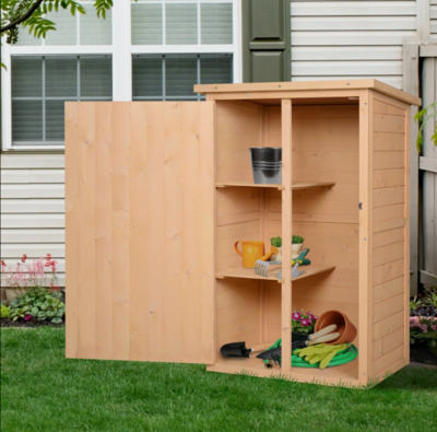 Garden Outdoor Wood Storage Shed Utility Tool Kit Backyard Furniture