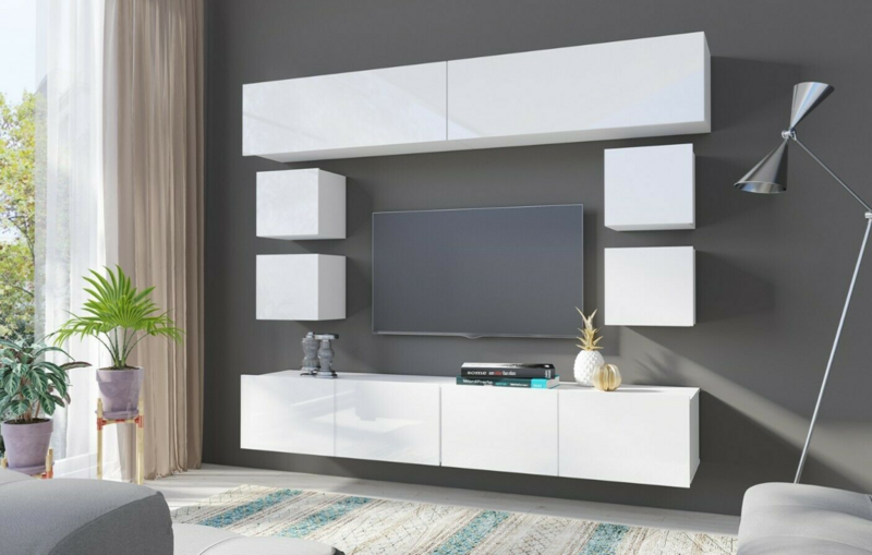 Modern Living Room Set Cupboard TV Unit Cabinet Furniture Wall SET