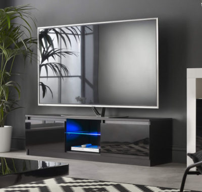 140cm wide Black/White TV Stand Cabinet Unit With LED Lights for 42 49 55 65 inch