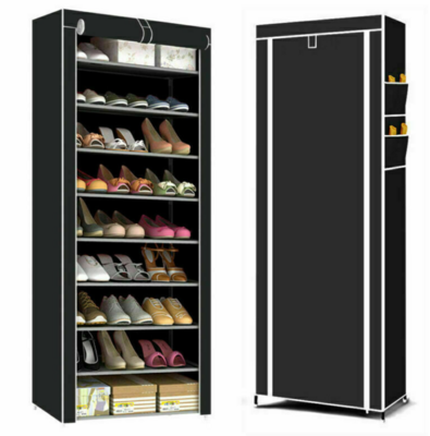 10 TIER SHOES CABINET STORAGE ORGANISER SHOE RACK STAND HOLDS 27 PAIRS DUSTPROOF