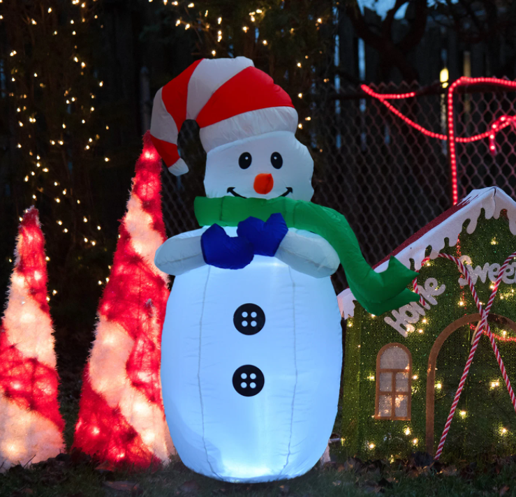 ​Inflatable Christmas Snowman 120 cm Garden Gift Decoration Ornaments W/LED Lights-Multicolour