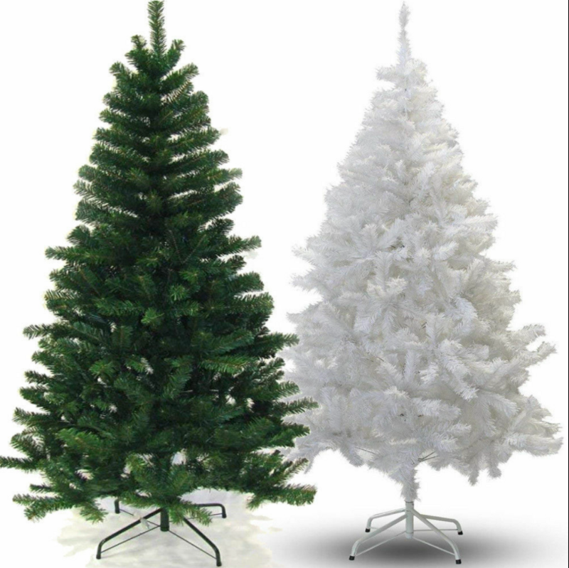 4/5/6/7ft Artificial Christmas Tree Metal Stand Bushy Xmas Tree Traditional Decorations Green White