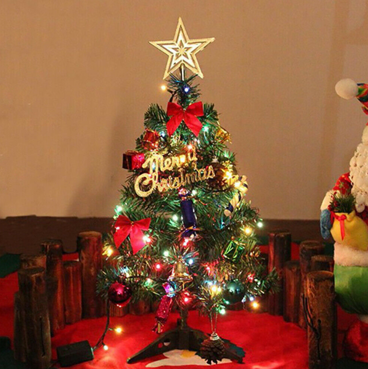 ​Small Mini Christmas Tree with LED Lights Xmas Tabletop Ornament Home Decor 50CM