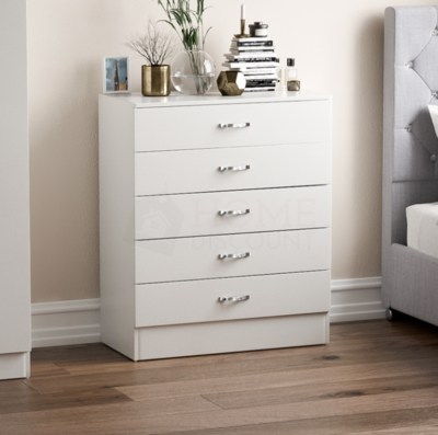 ​Riano Chest Of Drawers White 5 4 Drawer Metal Handles Runners Bedroom Furniture