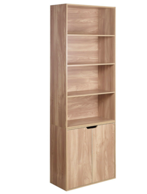 6 Tier Bookcase With 2 Door Cupboard Cabinet Storage Shelving Display Wood Shelf