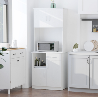 ​Freestanding Kitchen Cabinet Storage Unit Pantry Cupboard Organiser White