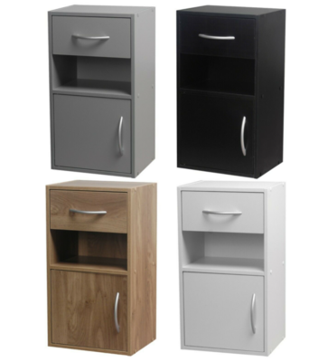 ​1 Door 1 Drawer Wooden Bedroom Bedside Cabinet Shelf Nightstand Side Table Unit