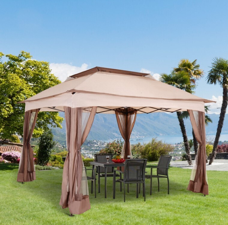 Garden Folding Tent Heavy Duty Pop Up Gazebo Outdoor for Party Khaki