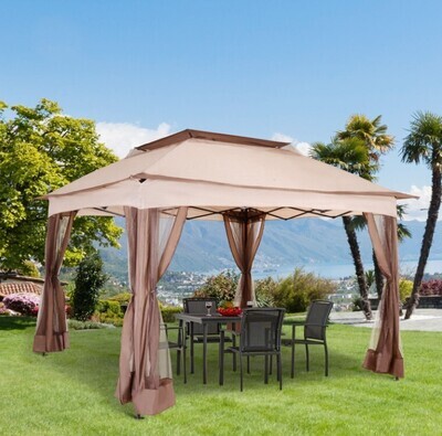 Garden Folding Tent Heavy Duty Pop Up Gazebo Outdoor for Party Khaki