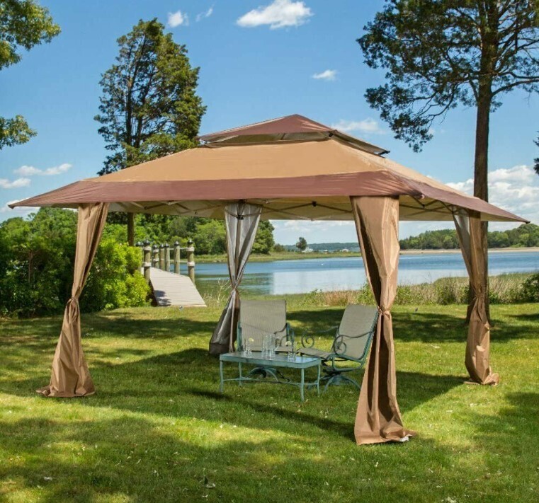 ​4x4m Pop-up Gazebo Outdoor Patio Canopy Tent Coffee Beige