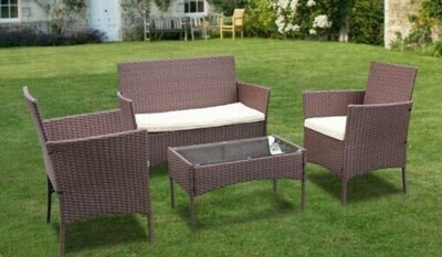​4 Seater Rattan Garden Furniture Set Outdoor Patio Chairs Sofa and Table Lounge