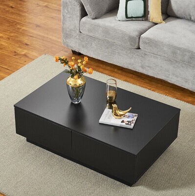 Coffee Table Wood Table with 4 Drawers Large Storage Table Living Room Tea Table