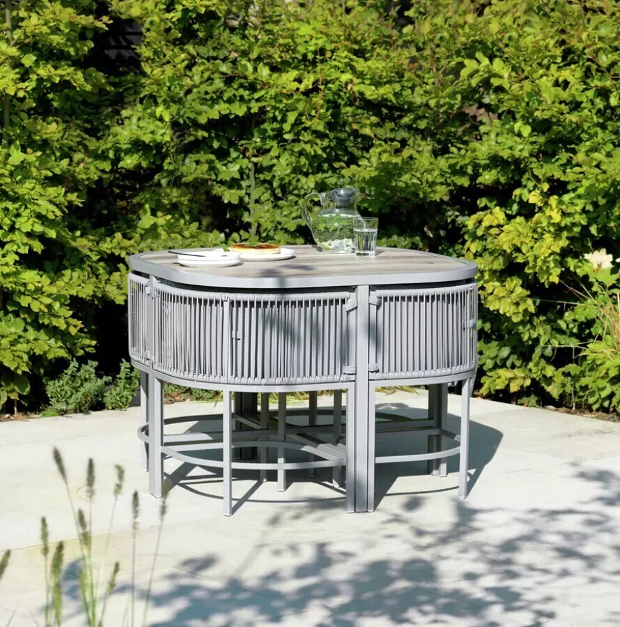 ​Habitat Nordic Spring Compact Table And 4 Seater Patio Set Garden Furniture - Grey