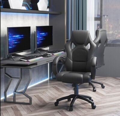 Executive Racing Swivel Gaming Office Chair PU Leather Computer Desk Chair Black