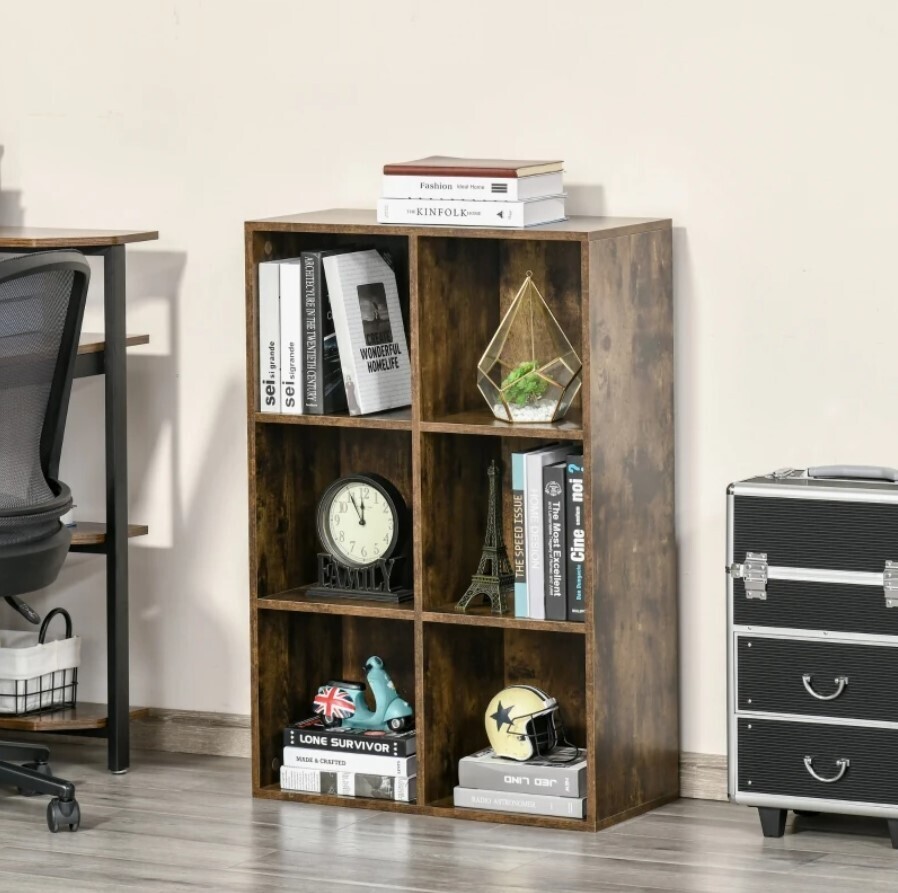 ​Cubic Cabinet Bookcase Storage Shelves Display for Study Home Office Rustic Brown