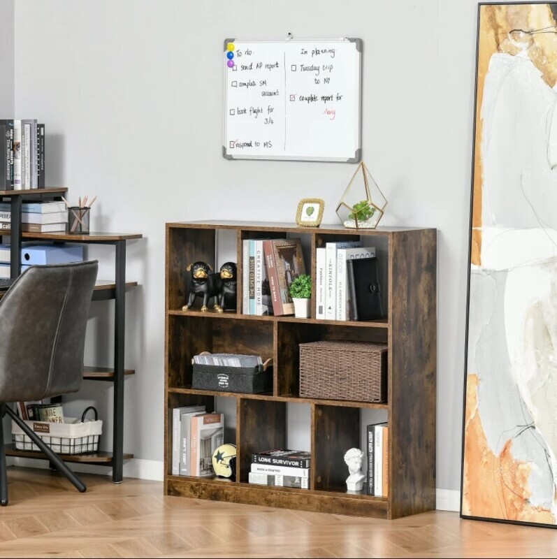 Storage Shelf 3-Tier Bookcase Display Rack Home Organizer for Home Office Rustic Brown