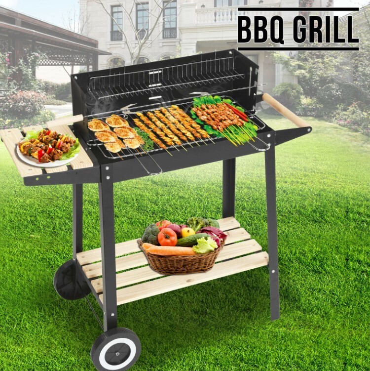 ​Rectangular BBQ Barbecue Steel Charcoal Grill Outdoor Patio Garden Wheels