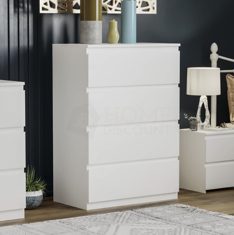 Chest of Drawers White Bedroom Furniture Hallway Tall Wide Storage 4 Draws