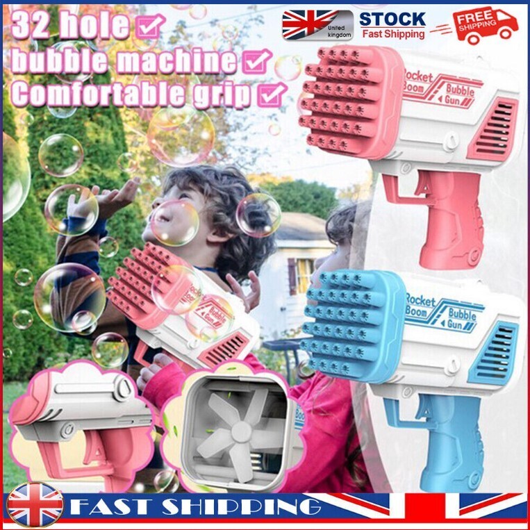 ​32 Hole Bubble Gun Bubble Bazooka Gun Rocket Launcher Bubble Machine Kid Outdoor